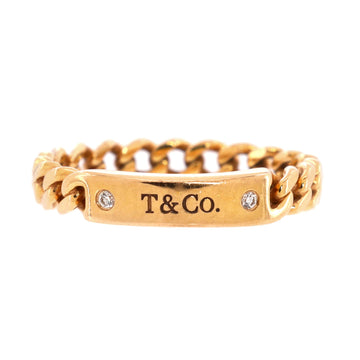 Tiffany & Co. Micro Link ID Chain Ring 18K Yellow Gold with Diamonds