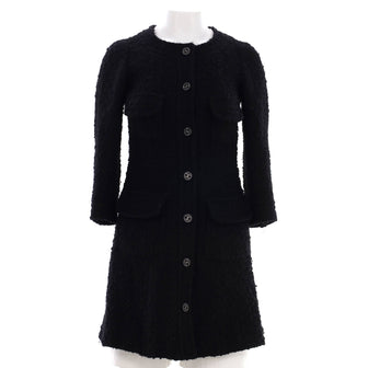 Chanel Women's Collarless Four Pocket Coat Tweed