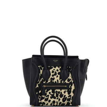 Celine Luggage Bag Canvas and Leather Micro
