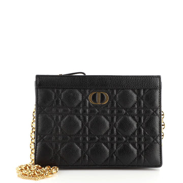 Christian Dior Caro Zipped Pouch With Chain Leather