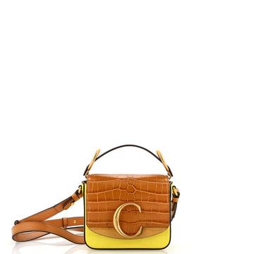 Chloe C Flap Bag Crocodile Embossed Leather Mini