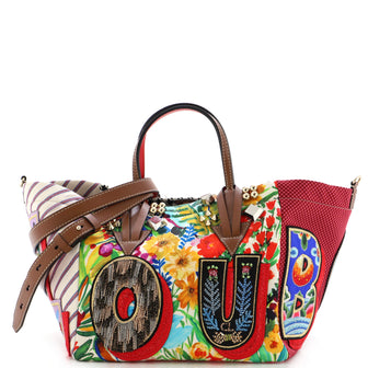 Christian Louboutin Caracaba Tote Embellished Canvas with Leather Small