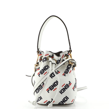 Fendi Mania Logo Mon Tresor Bucket Bag Printed Leather Mini