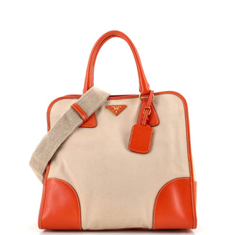 Prada Convertible Tote Canvas and Saffiano Leather Large