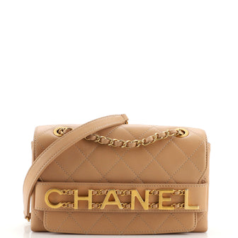 Logo Enchained Flap Bag Quilted Calfskin Small