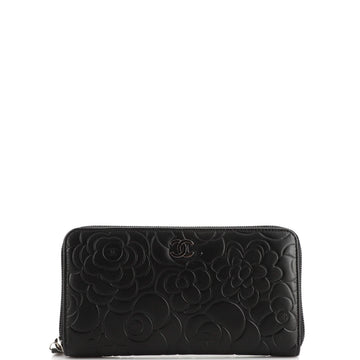 Chanel Zip Around Wallet Camellia Lambskin