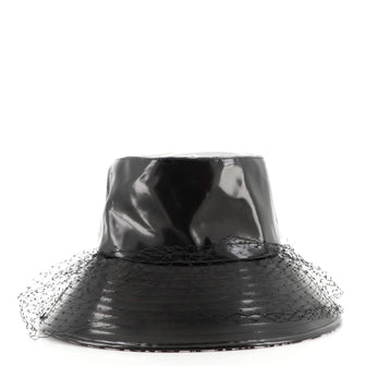 Christian Dior Teddy D Bucket Hat Leather and Oblique Canvas with Veil