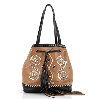 Prada Bucket Bag Woven Soft Calfskin Large