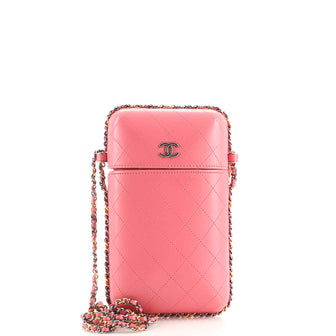 Chanel Pink Quilted Lambskin Leather Chain Around Phone Holder Bag., Lot  #58010