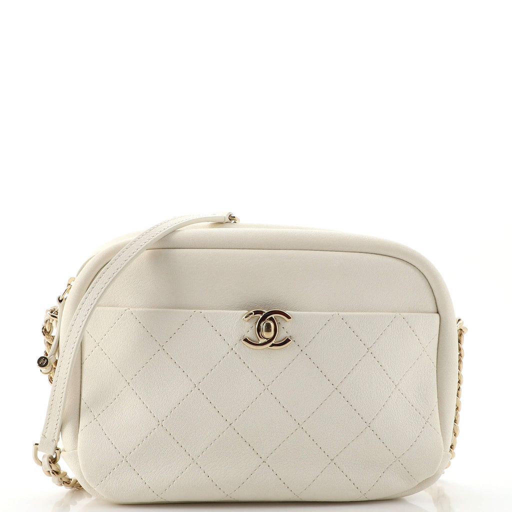 Chanel Casual Trip Camera Case Quilted Goatskin Large Neutral 204415223