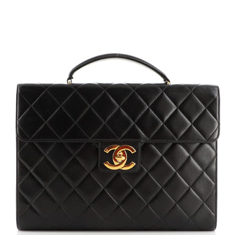 Chanel Vintage CC Briefcase Quilted Lambskin Large
