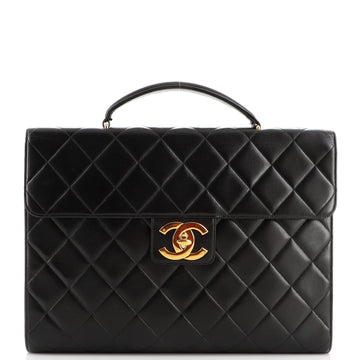 Chanel Vintage CC Briefcase Quilted Lambskin Large
