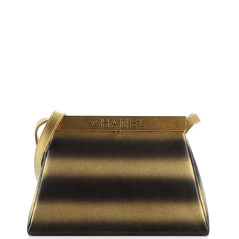 Chanel Logo Kisslock Frame Bag Ombre Leather Small