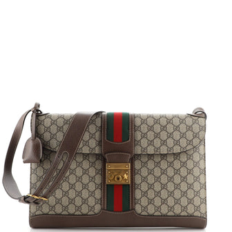 Gucci Padlock Web Messenger Bag GG Coated Canvas Large