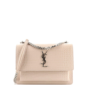 Saint Laurent Sunset Crossbody Bag Crocodile Embossed Leather Medium