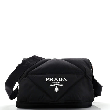 Prada Logo Flap Messenger Bag Quilted Re-Nylon Medium