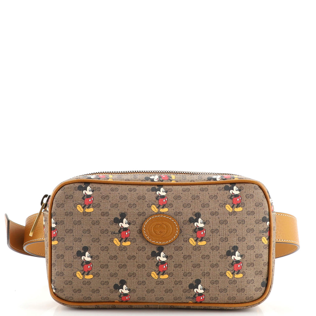 Gucci Disney Mickey Mouse Belt Bag Printed Mini GG Coated Canvas Small  Brown 204415260