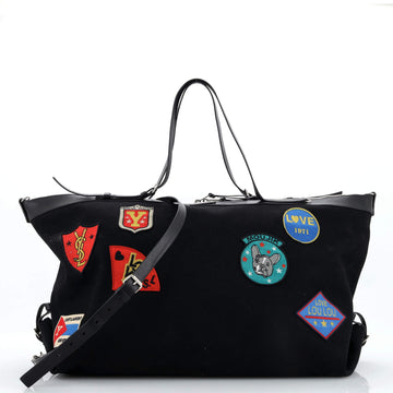 Saint Laurent ID Convertible Bag Patch Embellished Canvas Large