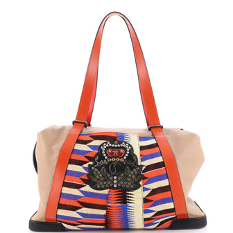 Christian Louboutin Bagdamon Boston Duffle Bag Canvas with Leather Large