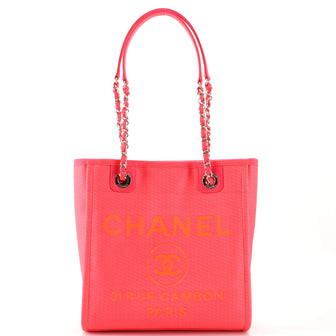 Chanel North South Deauville Tote Mixed Fibers Small