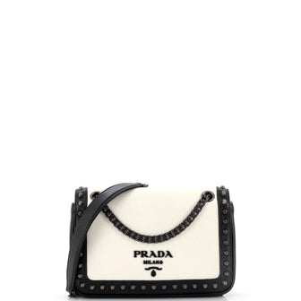Prada Chain Flap Bag Studded Glace Calf Small