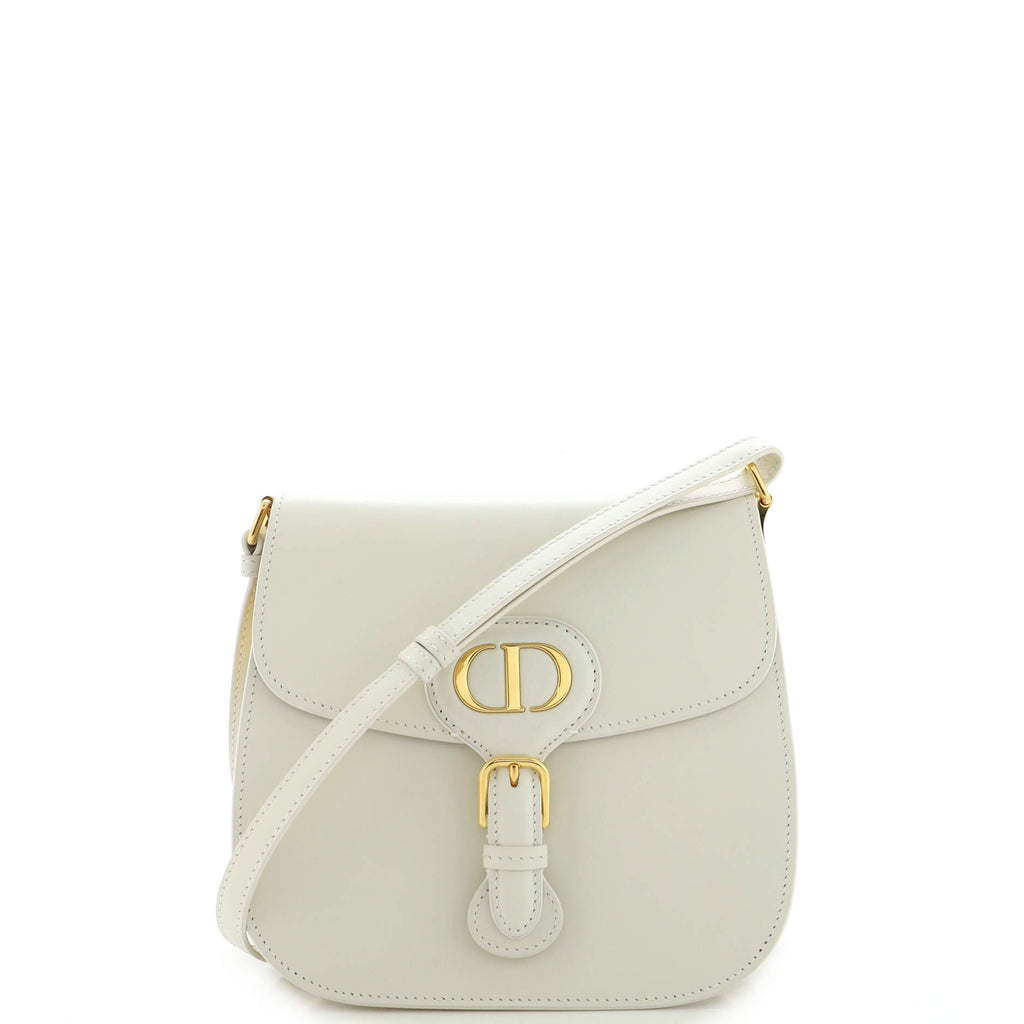 Christian Dior Bobby Frame Flap Bag Leather Medium White 204415339