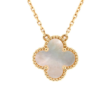 Van Cleef & Arpels Vintage Alhambra Pendant Necklace 18K Yellow Gold and Mother of Pearl