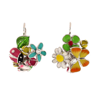 Christian Dior Diorette Earrings 18K White Gold with Enamel and Diamonds