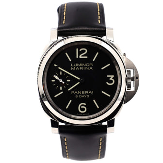 Panerai Luminor Marina 8 Days Acciaio Manual Watch Stainless Steel and Leather 44
