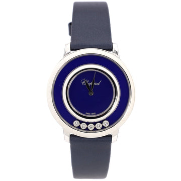 Chopard Happy Sport Icons Quartz Watch White Gold and Satin with Floating Diamonds 32