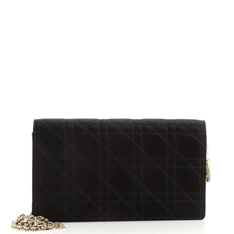 Christian Dior Lady Dior Chain Pouch Cannage Quilt Satin with Crystal Charms