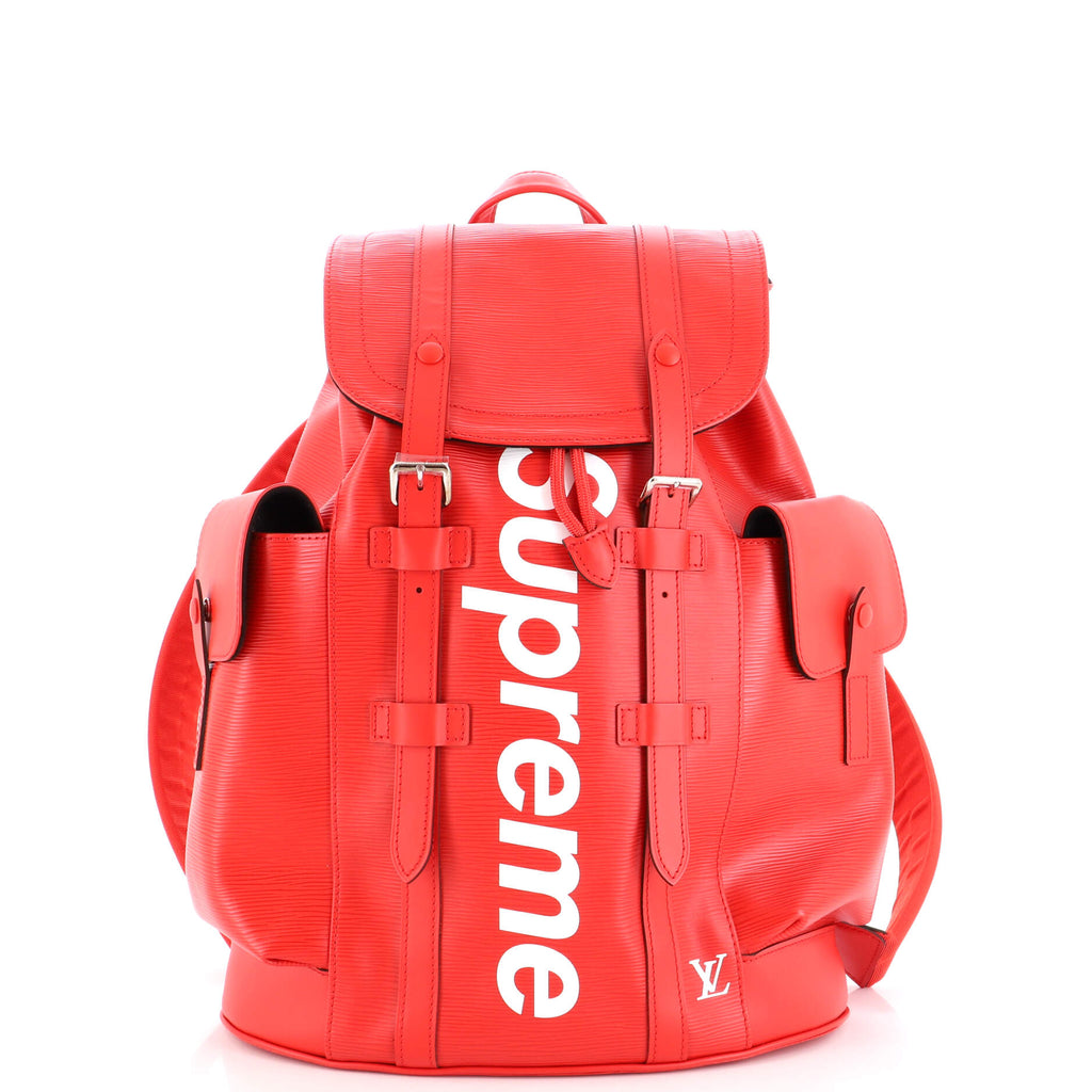 Louis Vuitton Christopher Backpack x Supreme Limited Edition Red Epi Leather