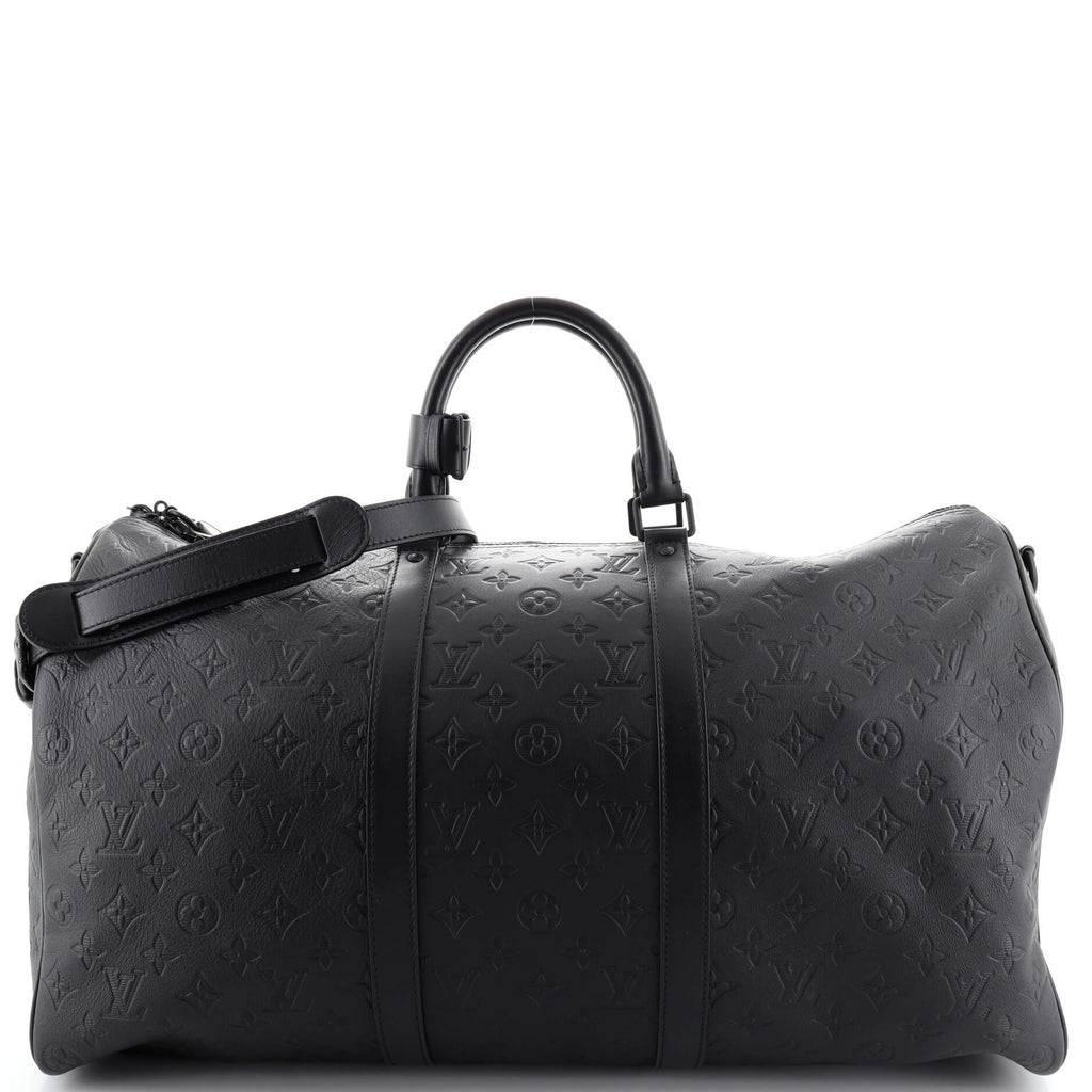 Louis Vuitton Keepall Bandouliere Bag Monogram Shadow Leather 50 Black  20441598