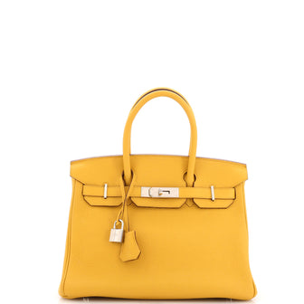 Birkin Handbag Jaune Ambre Clemence with Palladium Hardware 30