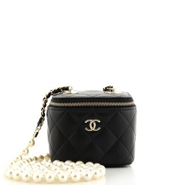 Chanel Vanity Case with Pearl Chain Quilted Lambskin Mini