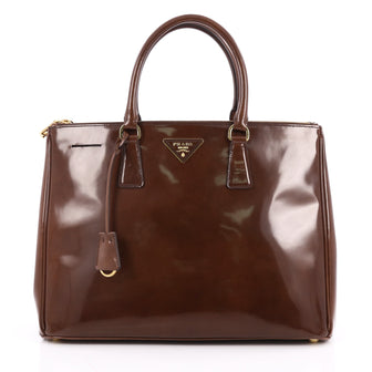 Prada Double Zip Lux Tote Spazzolato Leather Large Brown 2045001