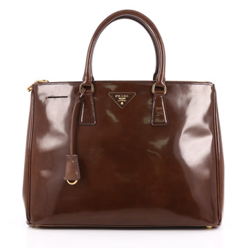 Prada Double Zip Lux Tote Spazzolato Leather Large Brown 2045001