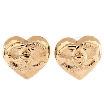 Chanel CC Turnlock Heart Stud Earrings Metal