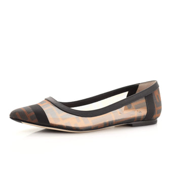 Fendi Women's Skimmer Ballerina Flats Zucca Mesh