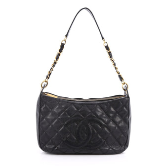 Chanel Timeless CC Chain Shoulder Bag Quilted Caviar Medium Black