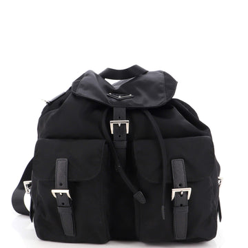 Prada Vela Double Front Pocket Backpack Tessuto with Saffiano Leather Medium
