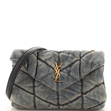 Saint Laurent LouLou Puffer Shoulder Bag Quilted Vintage Denim Mini