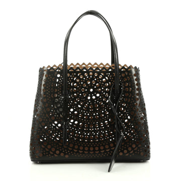 Alaia Open Tote Laser Cut Leather Medium Black 2045501