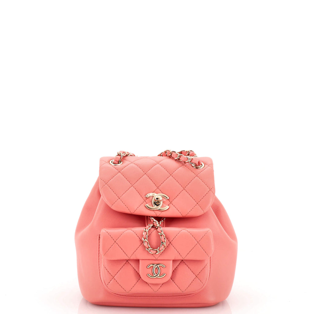 CHANEL Lambskin Quilted Small Duma Drawstring Backpack Pink 1043955