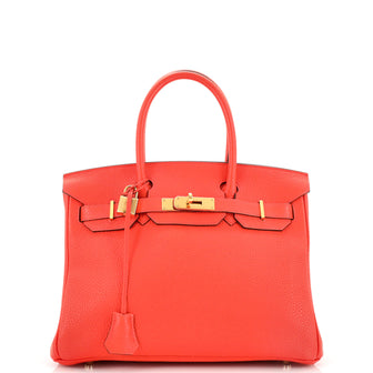 Hermes Birkin Handbag Orange Togo with Gold Hardware 30