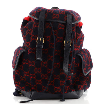Gucci Double Pocket Belt Backpack GG Wool Medium