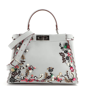 Fendi Peekaboo Bag Embroidered Leather Regular