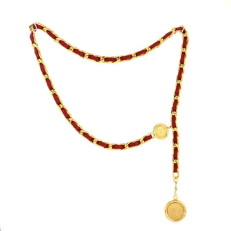 Chanel Vintage Medallion Chain Belt Metal and Leather
