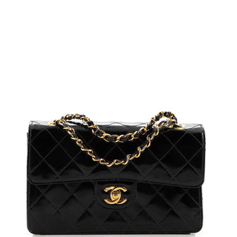 Chanel Vintage Classic Single Flap Bag Quilted Patent Small