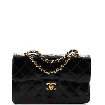 Chanel Vintage Classic Single Flap Bag Quilted Patent Small
